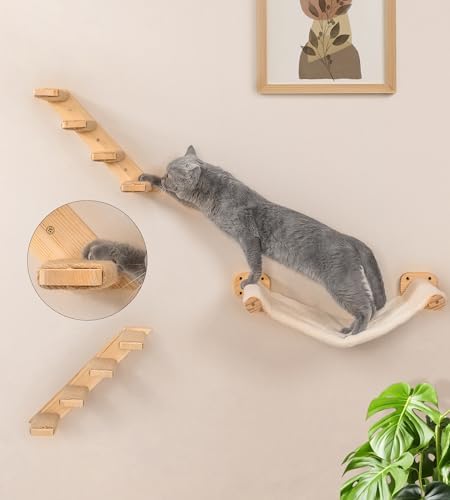 Cat Wall Hammock with Floating Hammock, 2 Four-Step Ladders & 1 Flat Shelf - Image 2
