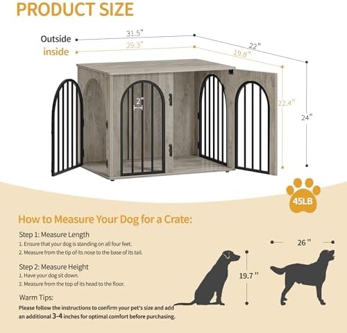 Hzuaneri 31.5'' Dog Crate Furniture, Dog Kennel Indoor - Image 2
