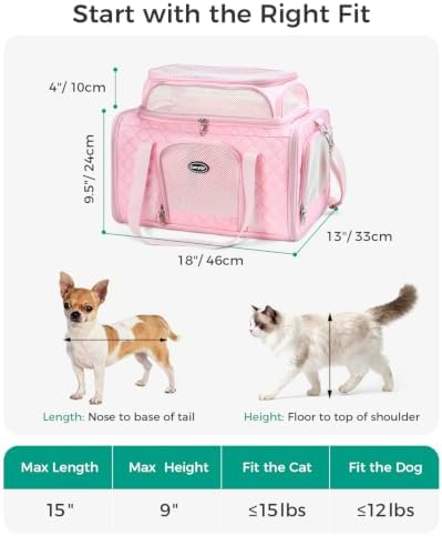 Pet Carrier Airline Approved 18x13x9.5 in, Soft-Sided Top-Expandable - Image 2