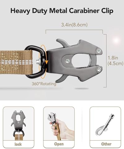 Joytale Tactical Bungee Dog Leash, Shock Absorbing No Pull, Coyote Brown - Image 2