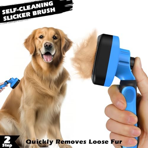 Professional 3PCS Self Cleaning Slicker Brush & Pet Grooming Rake & Flea Comb - Image 4