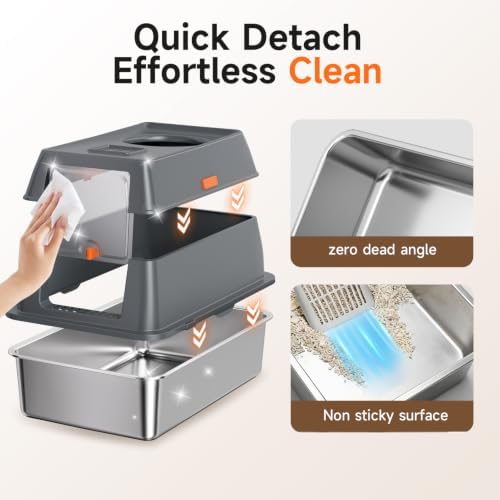 XL Enclosed Stainless Steel Litter Box - Image 5