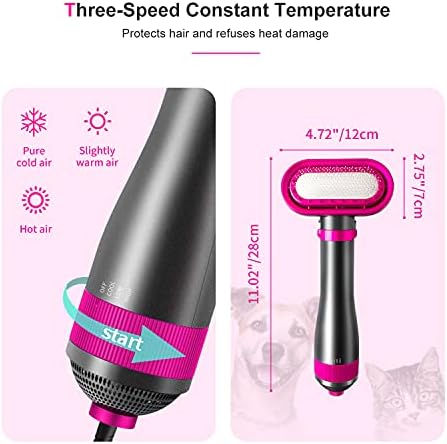 Dog Hair Dryer, 2-in-1 Pet Hair Dryer & Brush, 300W Pet Grooming Dryer - Image 3