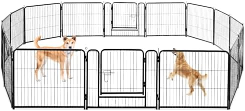 NEWBULIG Dog Playpen Indoor 16 Panels 24 Inch, Metal Outdoor Dog Fence Pen by NEWBULIG