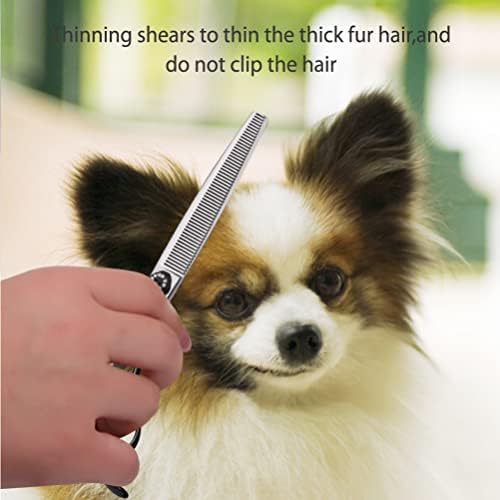 7.0'' Dog Thinning Scissors For Grooming 440C Stainless Steel Black Non-Slip - Image 6