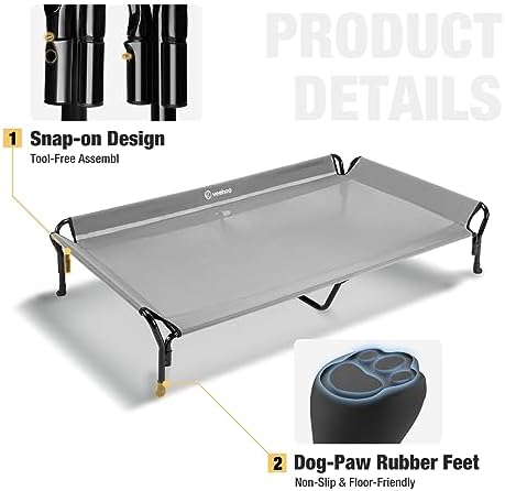 Veehoo Cooling Elevated Dog Bed, Raised Dog Cot - Image 4