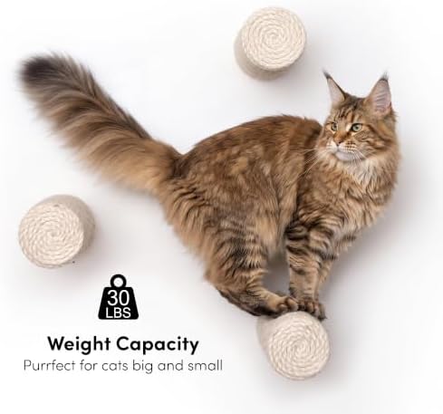 xympo Wall-Mounted Cat Climbing Steps, Floating Sisal Scratching Posts - Image 6