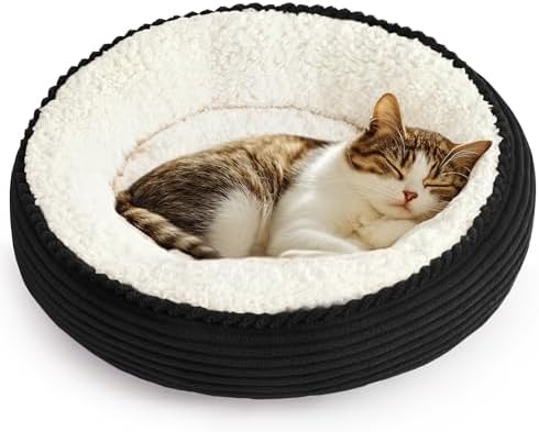 Love's cabin Round Donut Cat and Dog Cushion Bed, 20in Pet Bed by Lovescabin