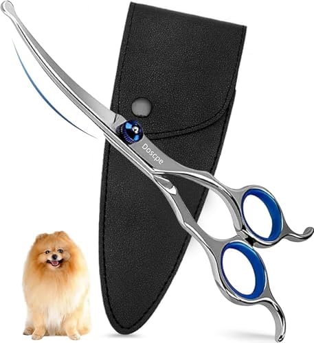 Curved Dog Grooming Scissors 7.28 inches Round Tips Pet Grooming Shears by Doscpe