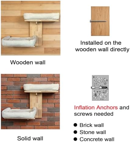 Cat Wall Shelves with Cat Bed 2 in 1 Furniture with Soft Cushion Perch & Pet - Image 7