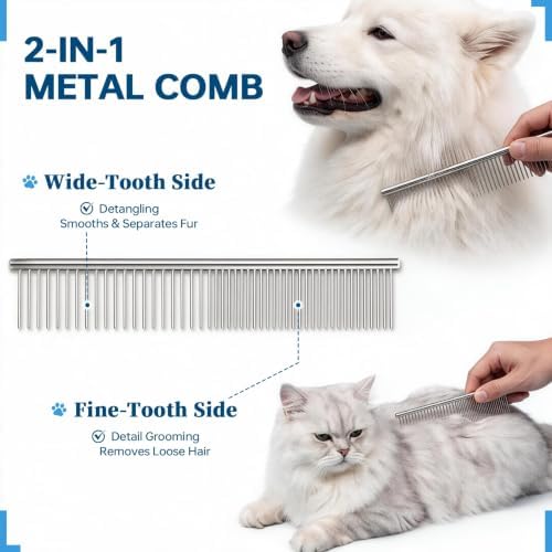 Pet Grooming Comb, Deshedding Dog Brush & Undercoat Rake - Image 3