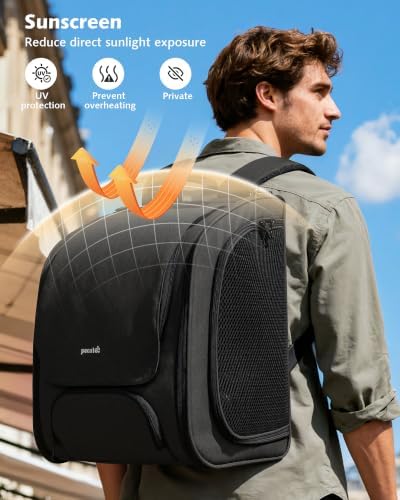 Pecute Cat Backpack Carrier, Cat Bubble, 12.6" L x 10.2" W x 16.5" H - Image 5