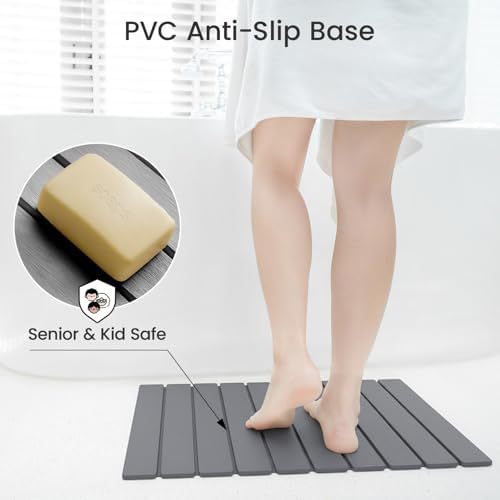 Meowoo Foldable Stone Bath Mat, 15.7" x 11.8" Diatomaceous Earth Mat - Image 5