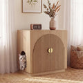 Amunrbrek Large Litter Box Enclosure, Fluted Hidden Cat Litter Box Cabinet by Amunrbrek