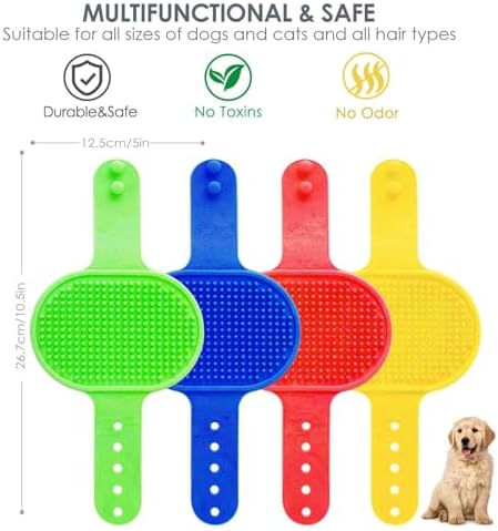 4 Pack Dog Grooming Brush, Premium Soft Silicone Pet Bath Brushes - Image 2