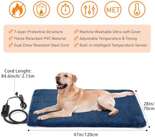 INVENHO Extra Large Pet Heating Pad, Adjustable Temperature Waterproof Dog Cat - Image 6