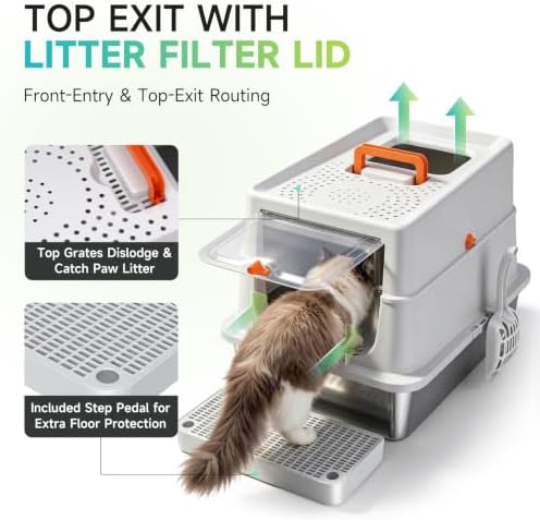High-Sided Stainless Steel XL Cat Litter Box - Image 5