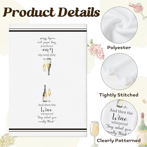 Wine Pattern Hand Towels, 6 Pack Funny Decorative Towel - Image 3