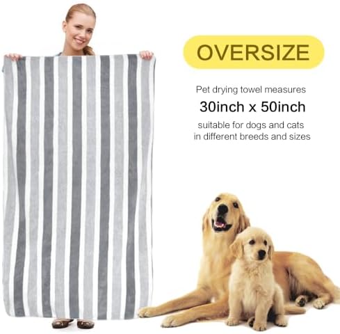 KinHwa Dog Towel Super Absorbent Pet Bath Towel Microfiber Dog Drying Towel - Image 2