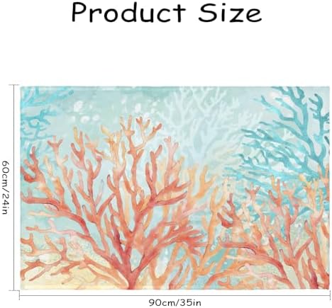 Giwawa Coastal Coral Bath Rug Beach Ocean Bathtub Mat Extra Absorbent Washable - Image 3