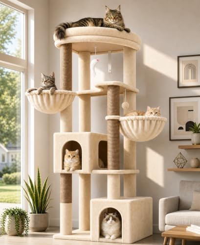 Globlazer C64 Heavy Duty Corner Cat Tree, 64in Large Cat Tower by Globlazer