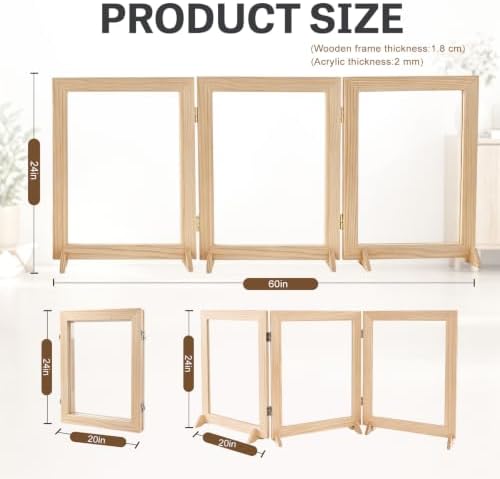 Wood Clear Dog Gate, Free Standing Pet Gates - Image 2