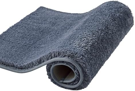 CozeCube Dusty Blue 32"x20" Shaggy Non Slip Soft Washable Bath Mat by CozeCube