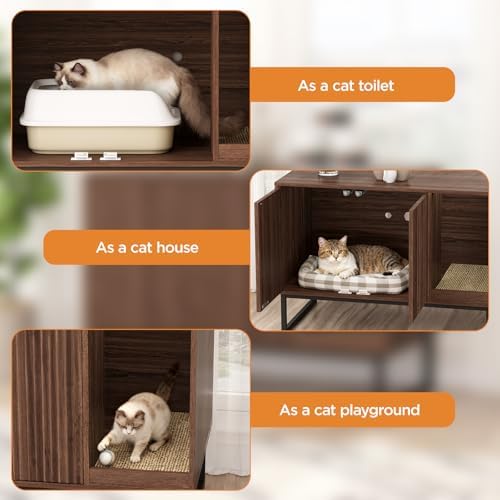 Cat Litter Box Enclosure, Fluted Hidden Litter Box Furniture - Image 6