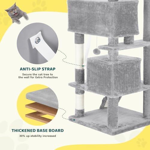 54 Inch Cat Tree Tower with Sisal Scratching Posts - Image 4