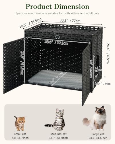 SETVSON Cat Litter Box Enclosure Furniture, Hidden PE Rattan - Image 5