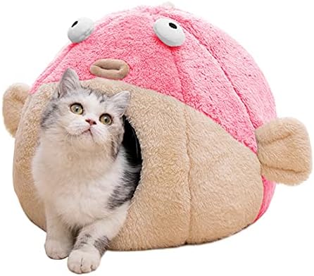 Cat Beds for Indoor Cats-Cat Bed Cave, Cute Lively Pufferfish Shape by Lcybem