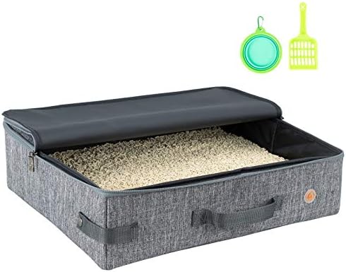 Travel Light with Covered Portable Cat Litter Box Without Any Mess. by petisfam