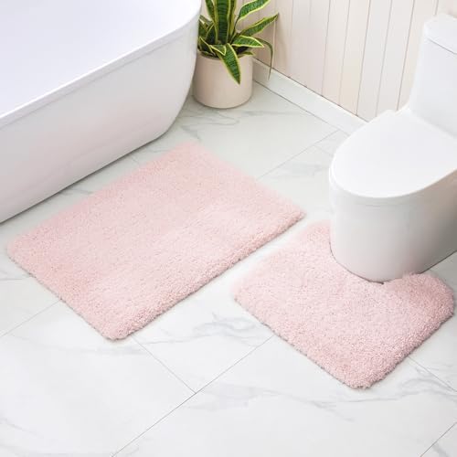 Disolla Toilet Rug 22x24 Sakura Pink, Soft Toilet Mat U-Shaped Washable - Image 2