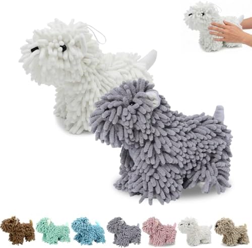 2Pcs Chenille Dog Hand Towel Fuzzy Ball Dog Towel Animal Hand Towels by FAGOBI