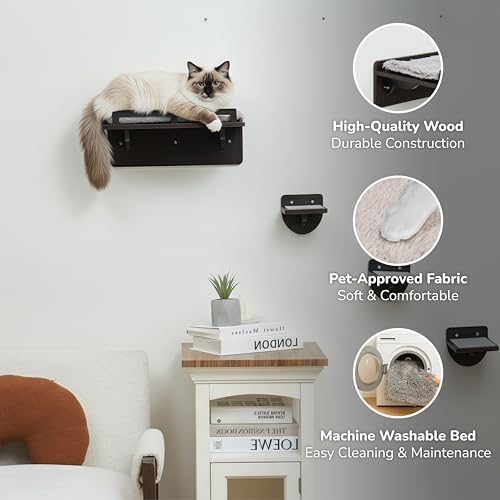 45LBS Cat Wall Shelves with 3 Non-Slips Steps, Space-Saving Mounted Cat Wall - Image 3
