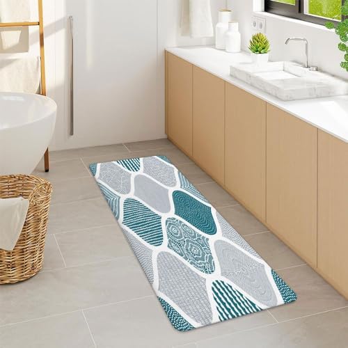 JAWO Teal and Grey Paisley Bath Mat - Image 5