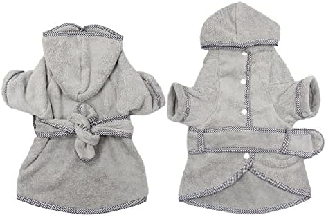 Dog Bathrobe, Microfiber Fast Drying Absorbent Hooded Bath Towel White - Image 6