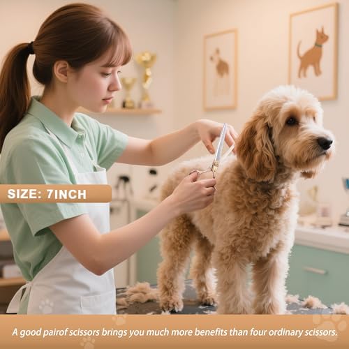 Professional Dog Grooming Scissors Rose Gold 440C Stainless Steel Straight - Image 3