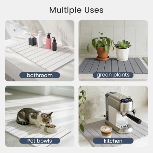 Meowoo Foldable Stone Bath Mat, 15.7" x 11.8" Diatomaceous Earth Mat - Image 7