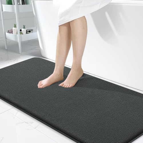 OLANLY Memory Foam Bathroom Runner Rug 47x24, Absorbent Long Mat, Dark Grey by OLANLY