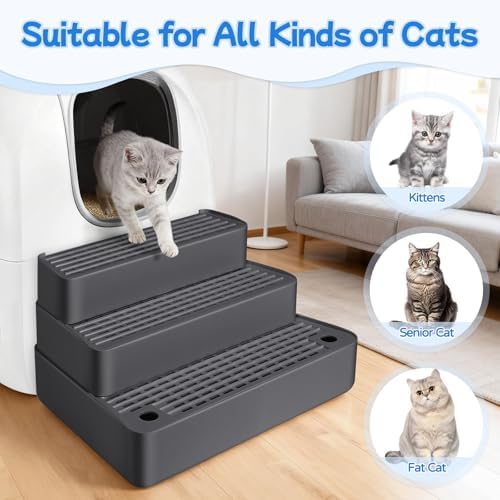 Extra Large 3 Steps Litter Box Ramp, Adjustable Cat Litter Box Step - Image 4