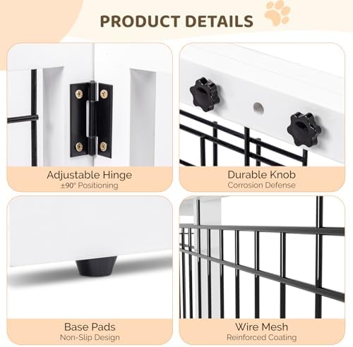 Bonnlo Free Standing Dog Gate, Wooden Adjustable Pet Fence Indoor, Christmas - Image 3
