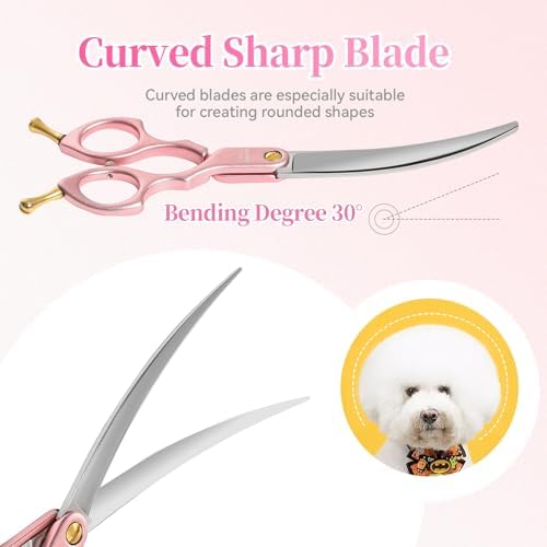 6.5'' Small Curved Dog Grooming Scissors Pink - Image 3