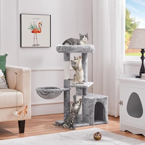 Topeakmart 34in Small Cat Tree w/Condo & Basket - Image 2