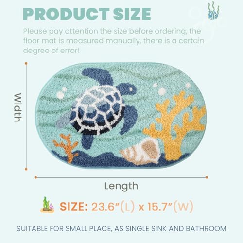 Modern Ocean Bath Rug Super Absorbent Non Slip Cute Bathroom Mat Machine - Image 2