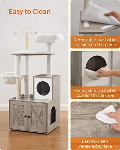 Feandrea Cat Tree with Litter Box Enclosure, 2-in-1 Condo - Image 6