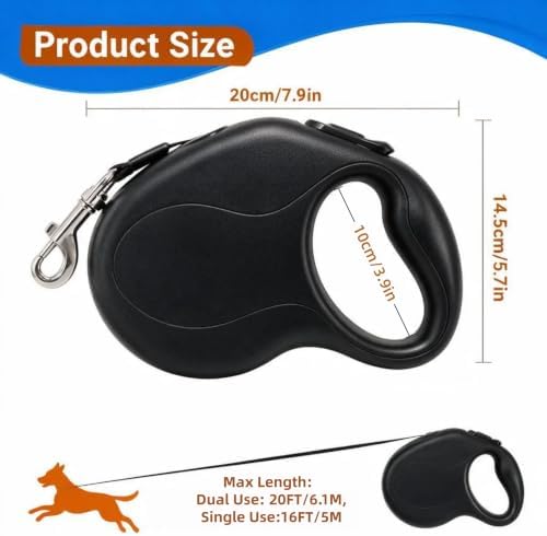 20 FT Dual Retractable Dog Leash+Poop Bags&Holder - Image 3