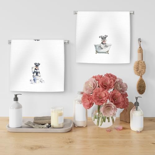 Funny Schnauzer Dog Hand Towels Set of 2, Gifts - Image 5