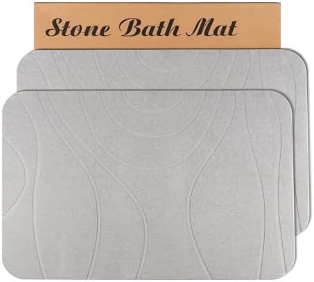 Stone Bath Mat, 2 Pack Diatomaceous Earth Shower Mat, Non-Slip Super Absorbent by HUMIGAHOME