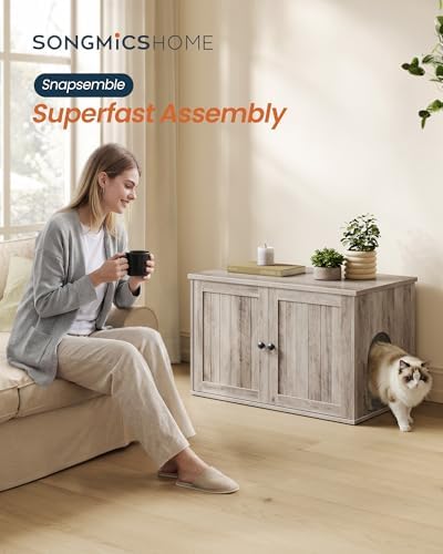 SONGMICS Home Toolless Assembly Litter Box Enclosure, Cat House - Image 2